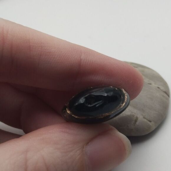 Artisan glass melt copper sparkle necklace charm bead - Picture 3 of 3